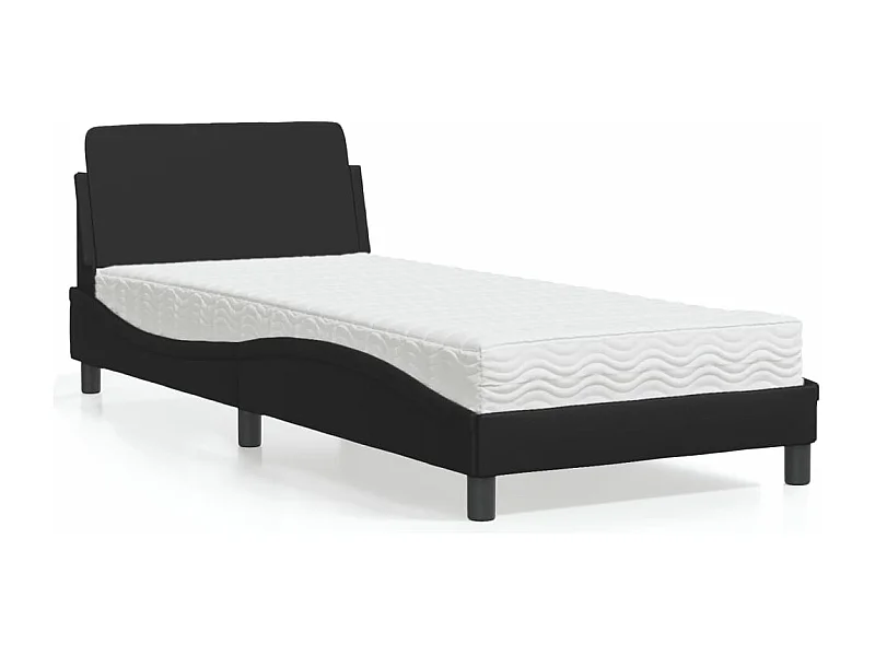 Letto con Materasso Nero 90x200 cm in Similpelle