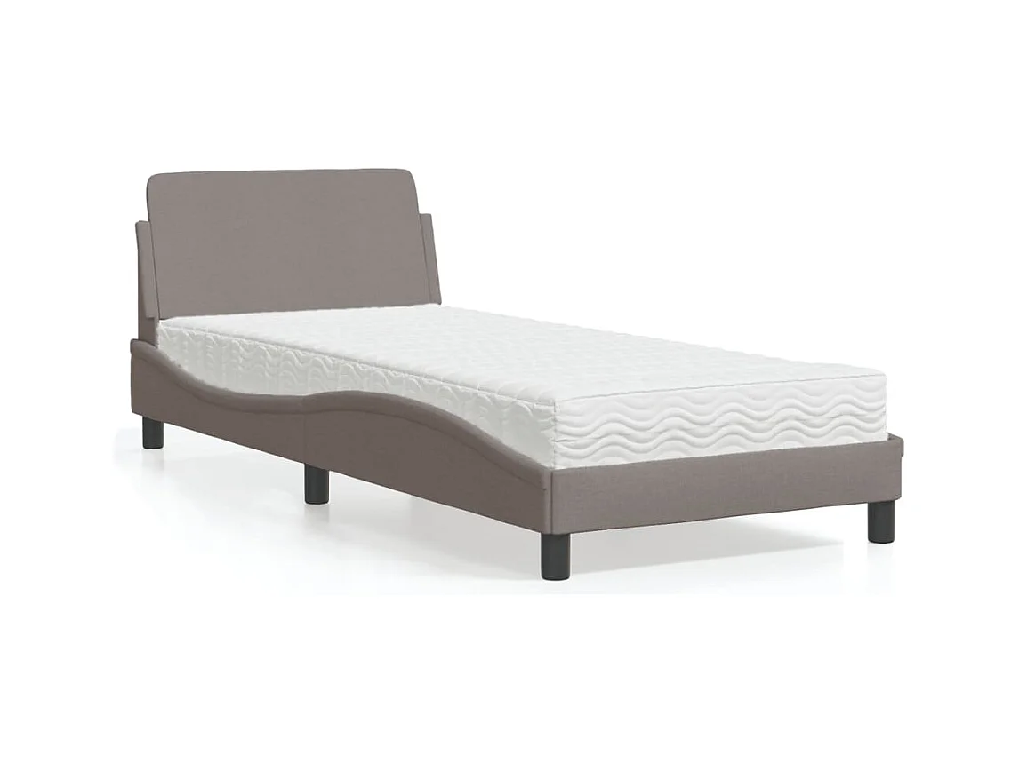 Letto con Materasso Tortora 90x200 cm in Tessuto