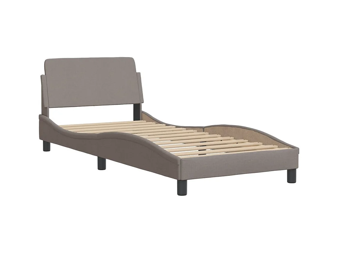Lit avec matelas taupe 90x200 cm tissu
