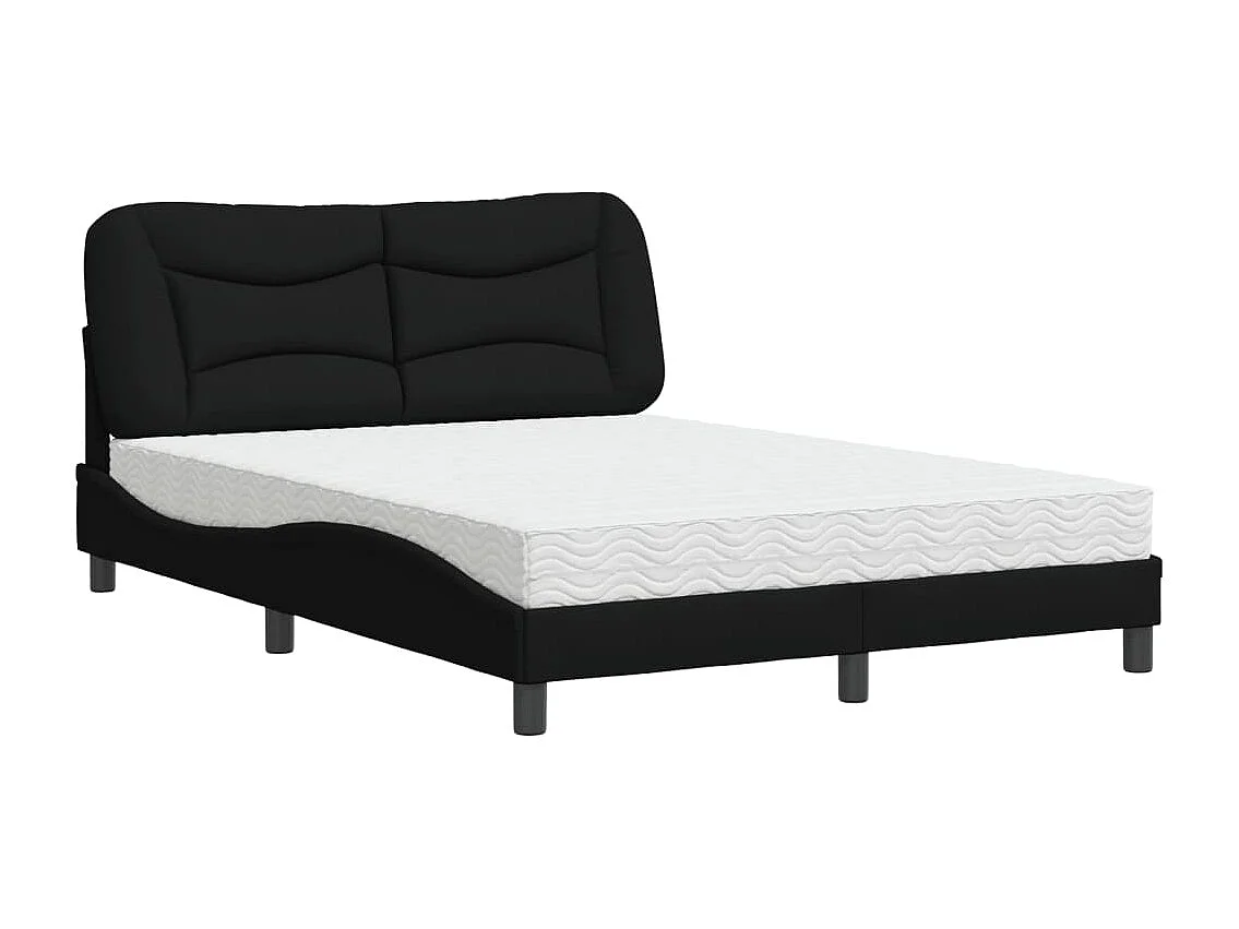 Lit avec matelas noir 120x200 cm tissu