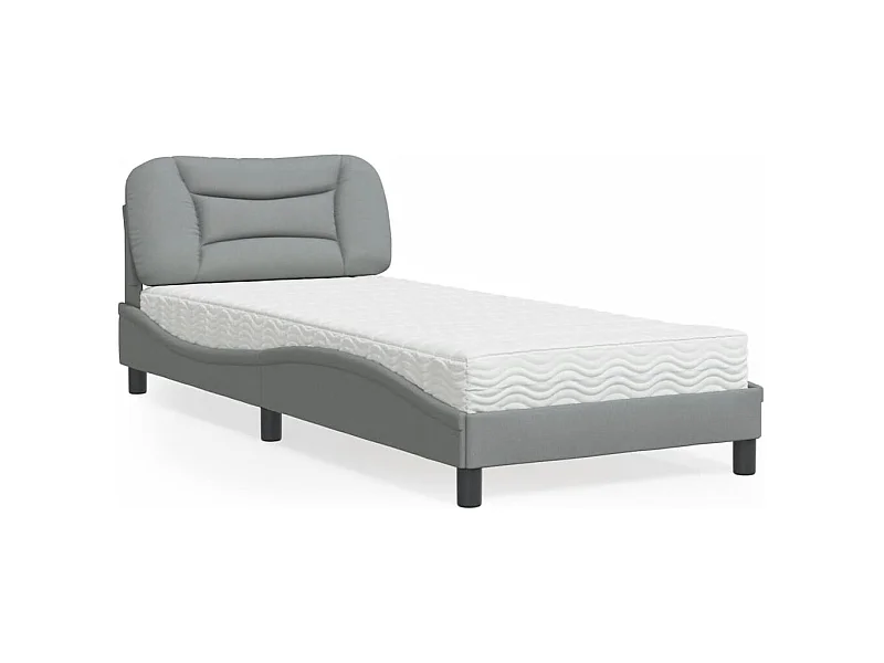 Cama con colchón tela gris claro 80x200 cm
