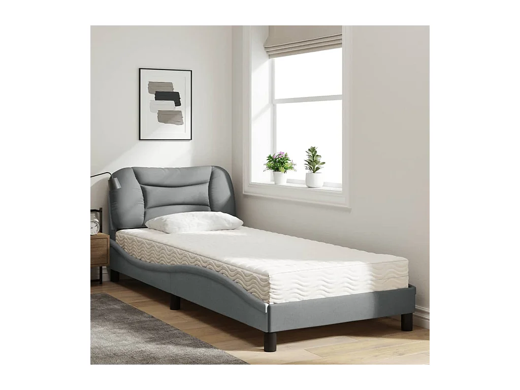 Bed met matras fluweel donkergrijs 140x200 cm