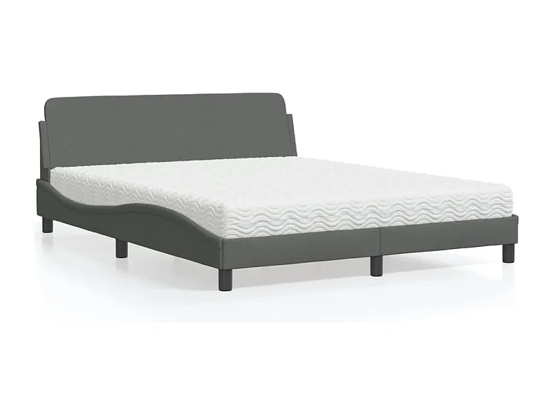 Lit avec matelas gris foncé 160x200 cm tissu