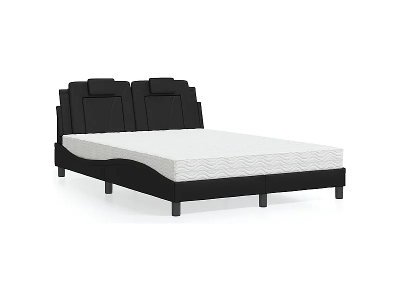 Cama com colchão preto 140x200 cm couro sintético