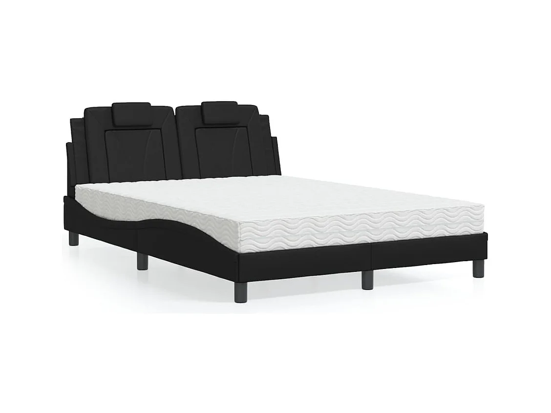 Cama com colchão preto 140x200 cm couro sintético
