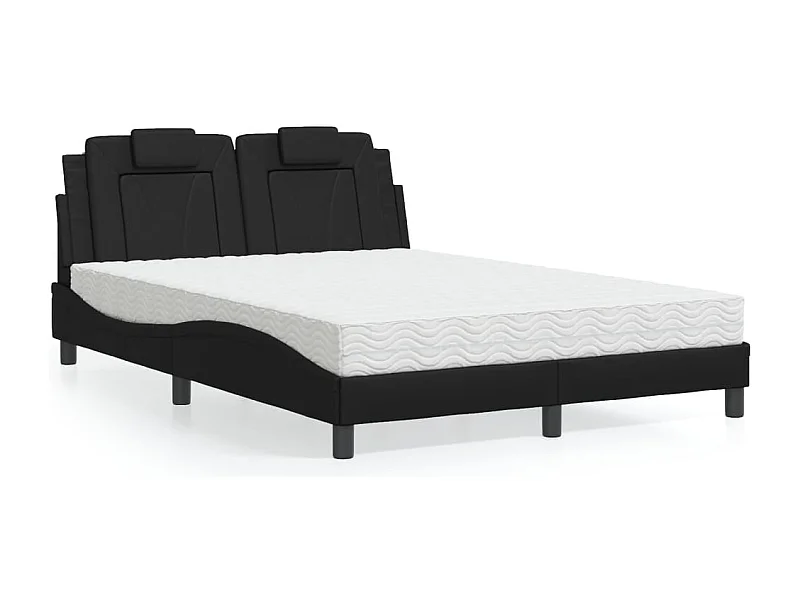 Lit avec matelas noir 140x200 cm similicuir