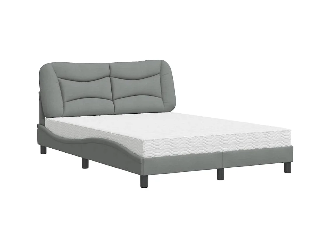 Lit avec matelas gris clair 140x200 cm tissu