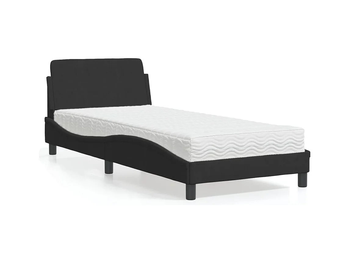 Letto con Materasso Nero 80x200 cm in Velluto