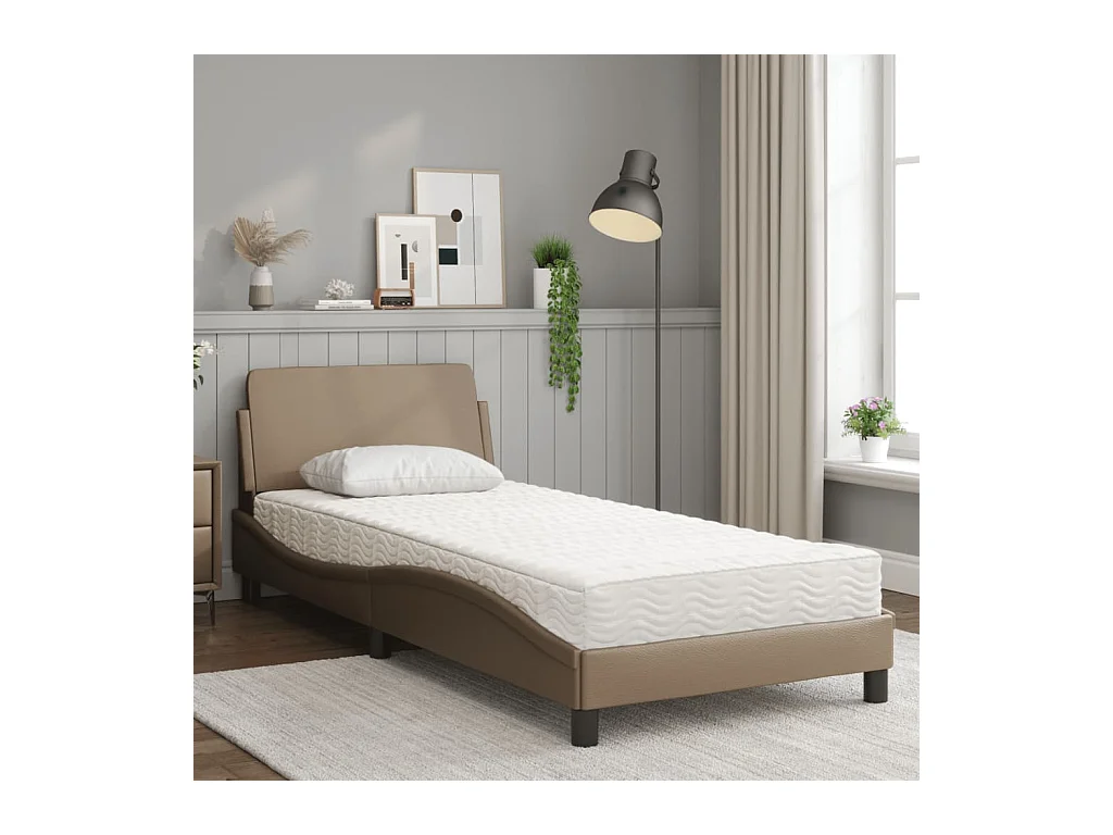 Lit avec matelas cappuccino 80x200 cm similicuir