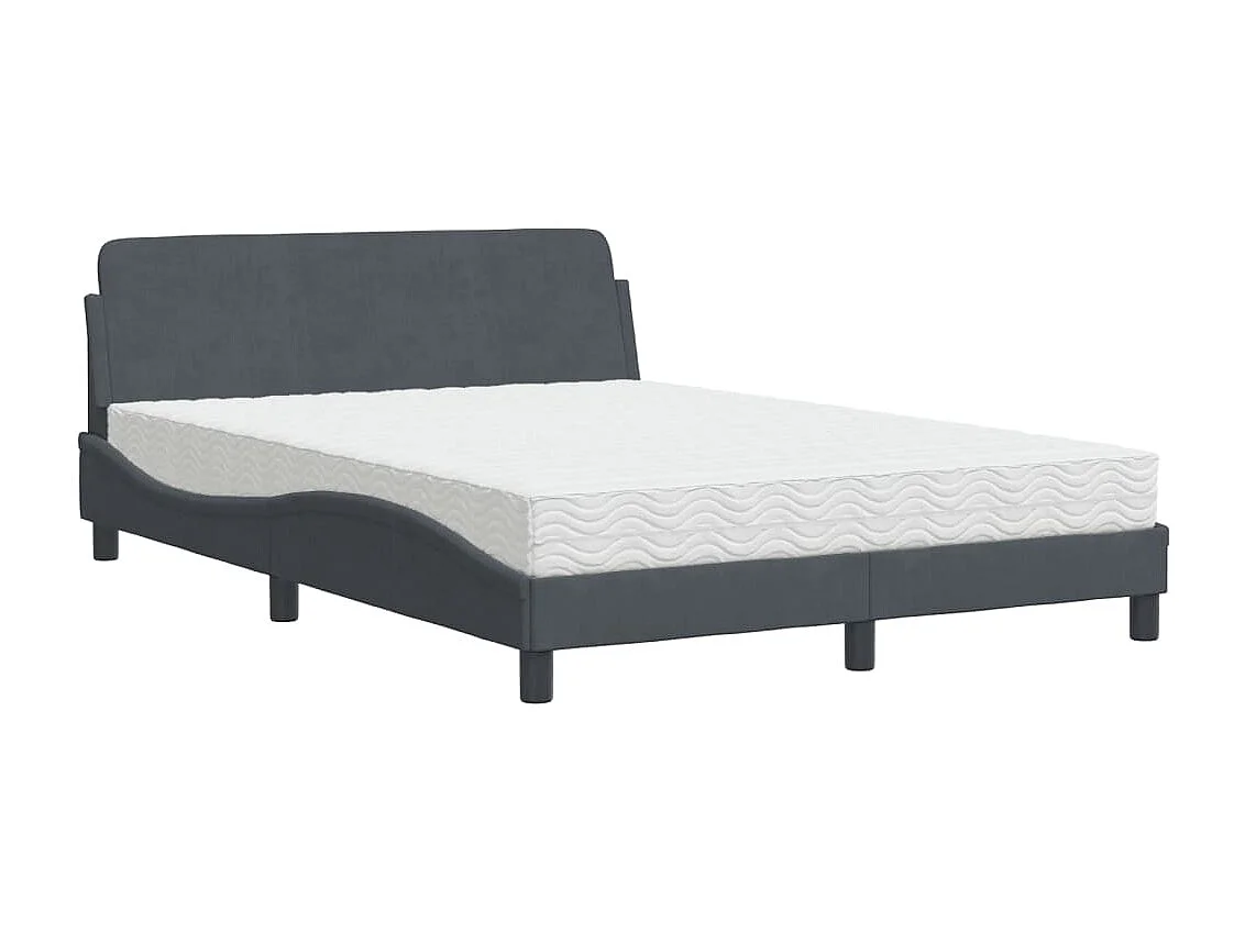 Lit avec matelas gris foncé 140x200 cm velours