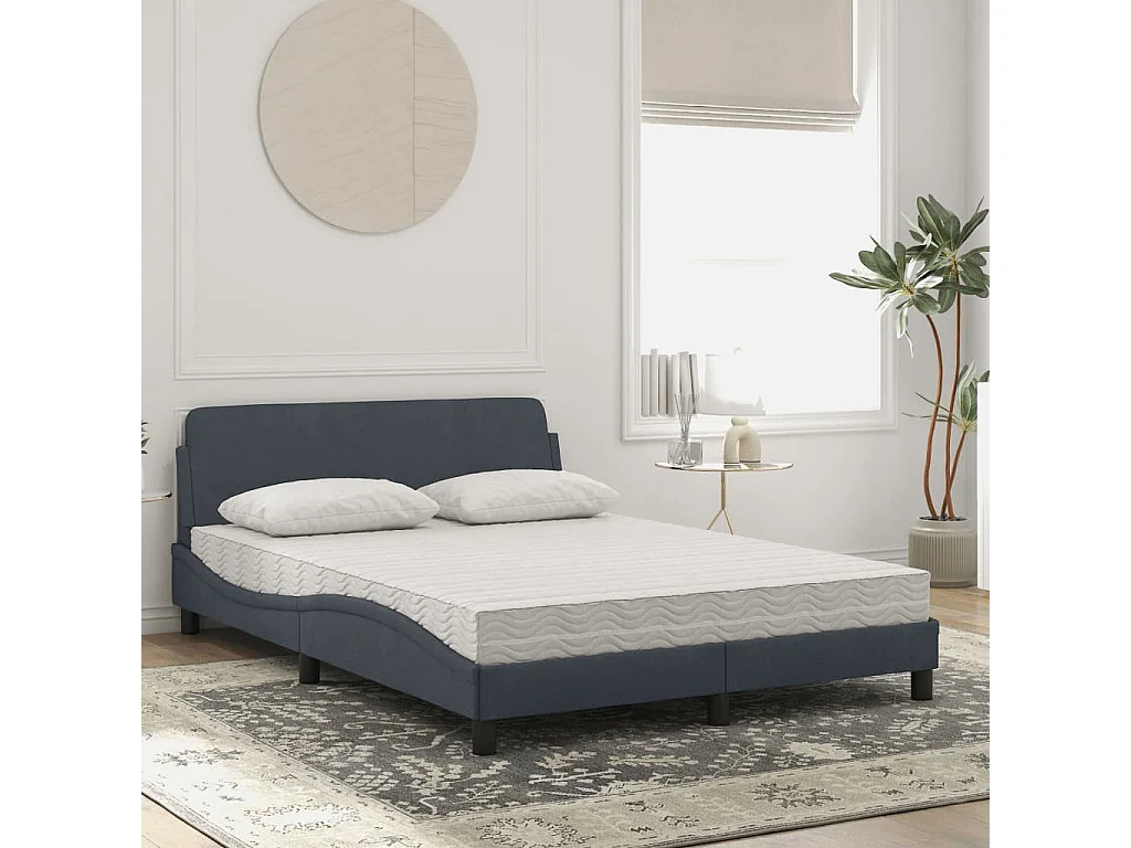 Lit avec matelas gris foncé 140x200 cm velours