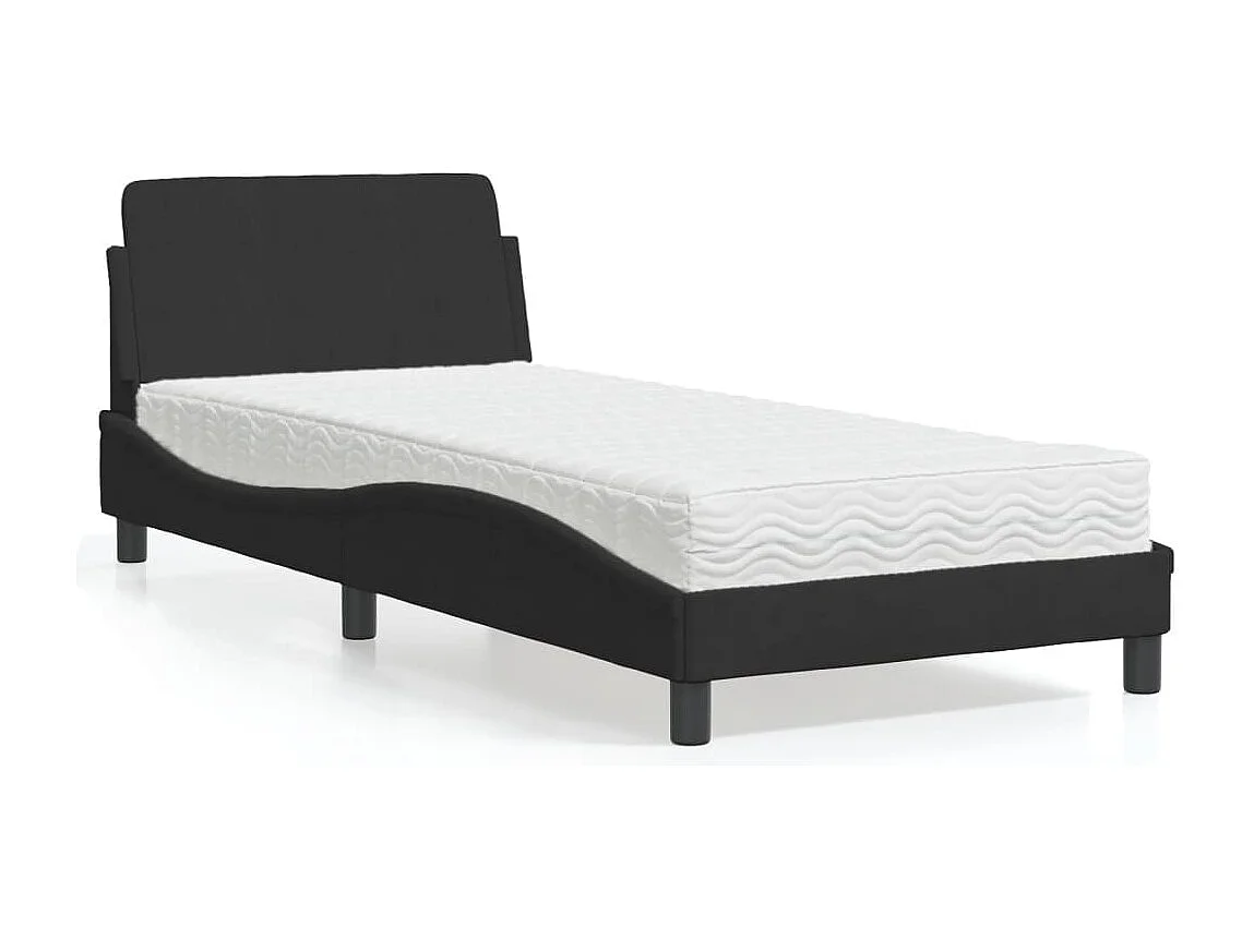 Cama com colchão preto 90x190 cm veludo
