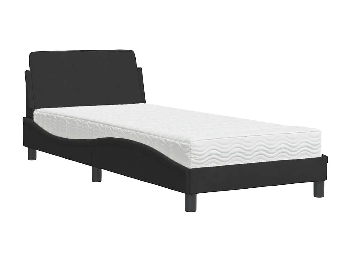 Cama com colchão preto 90x190 cm veludo