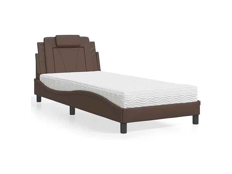 Lit avec matelas marron 80x200 cm similicuir