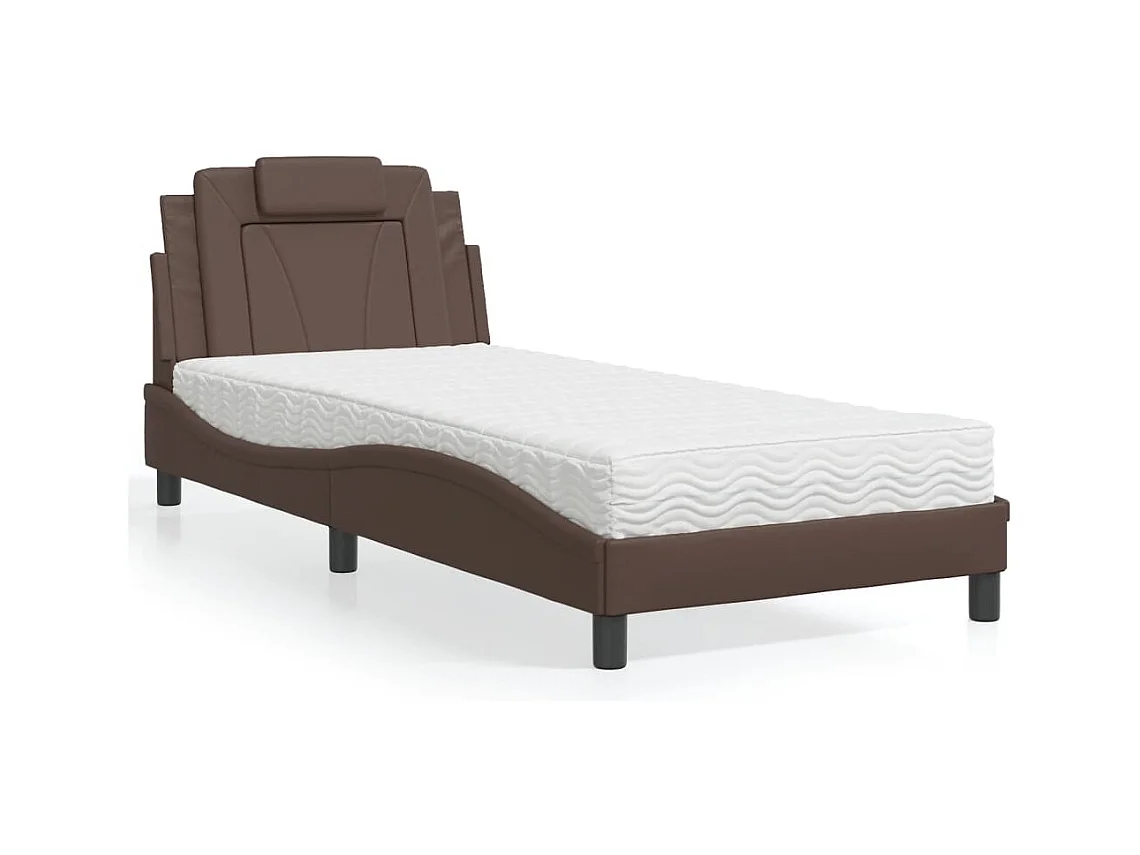 Lit avec matelas marron 80x200 cm similicuir