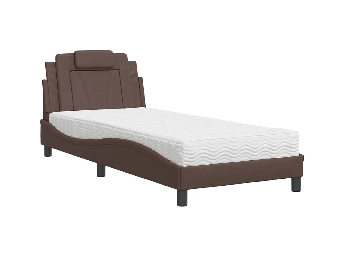 Lit avec matelas marron 80x200 cm similicuir
