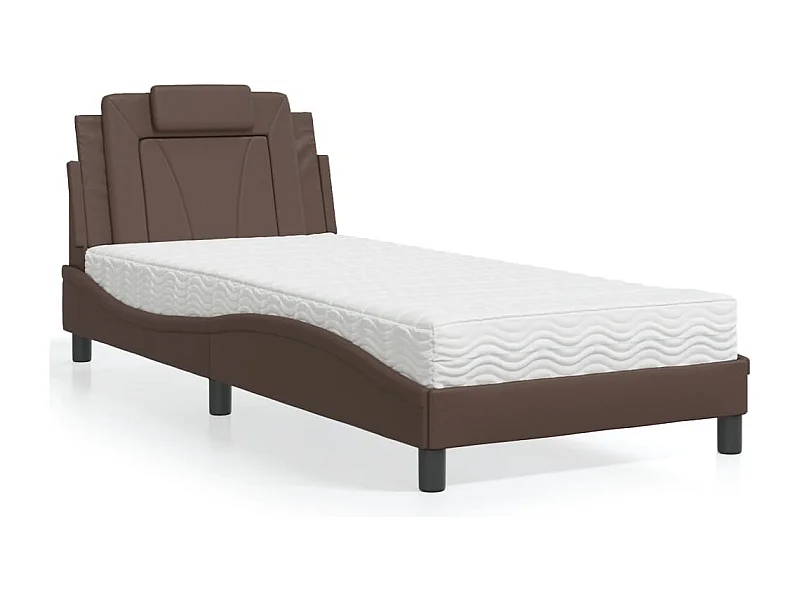 Lit avec matelas marron 80x200 cm similicuir