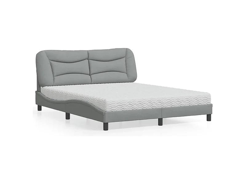 Lit avec matelas gris clair 160x200 cm tissu