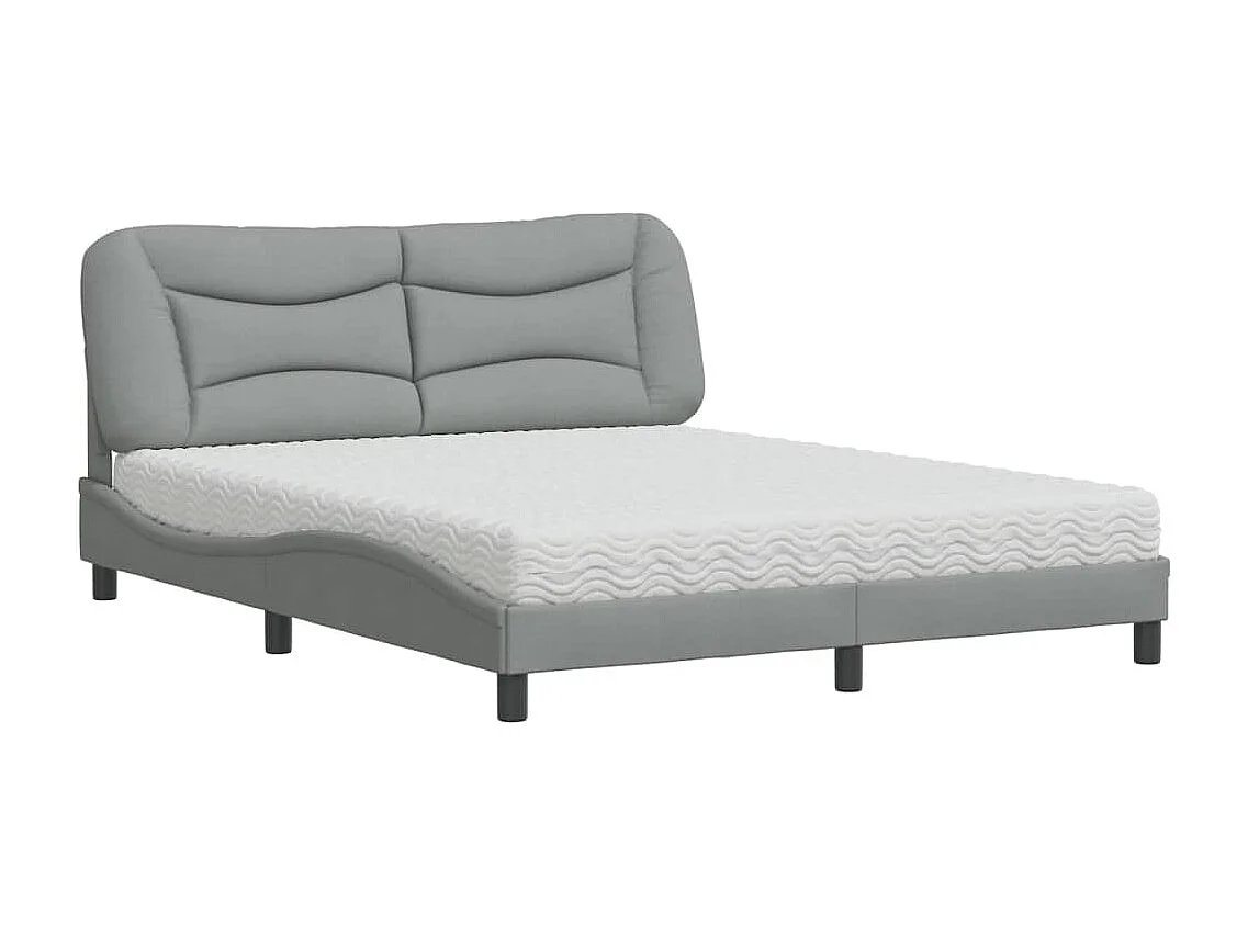 Bett mit Matratze Dunkelbraun 200x200 cm Stoff