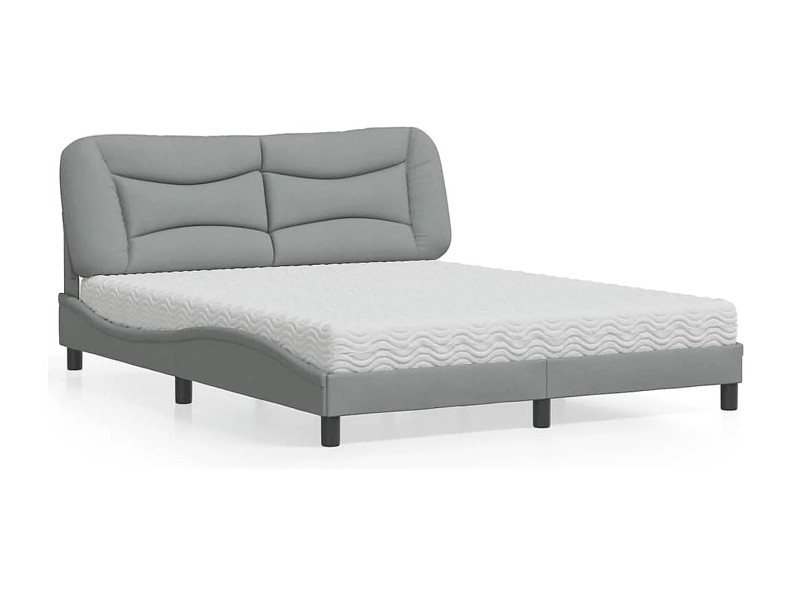 Letto con Materasso Grigio Chiaro160x200 cm Tessuto