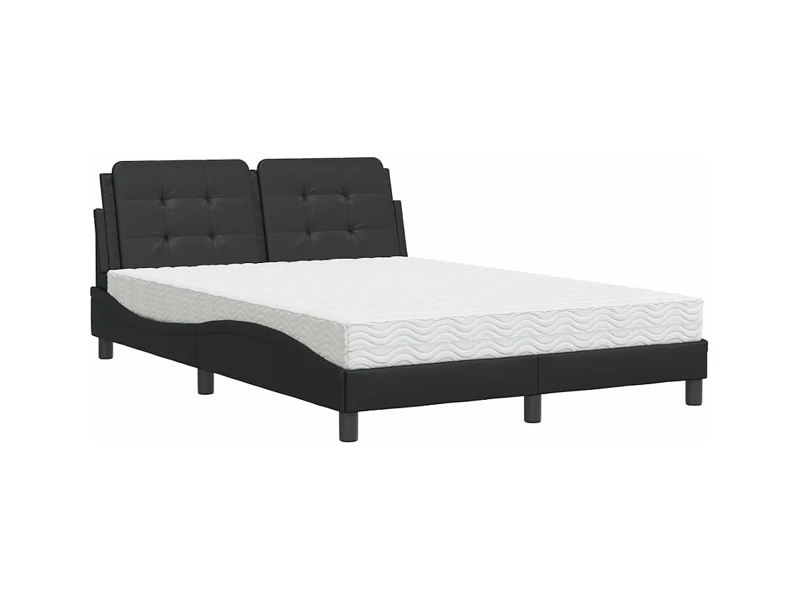 Lit avec matelas noir 140x190 cm similicuir