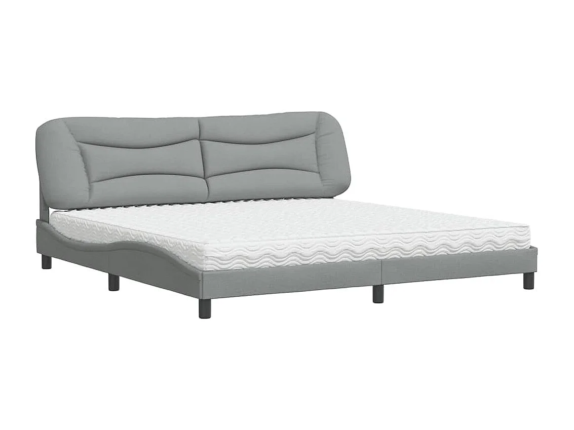 Lit avec matelas gris clair 200x200 cm tissu