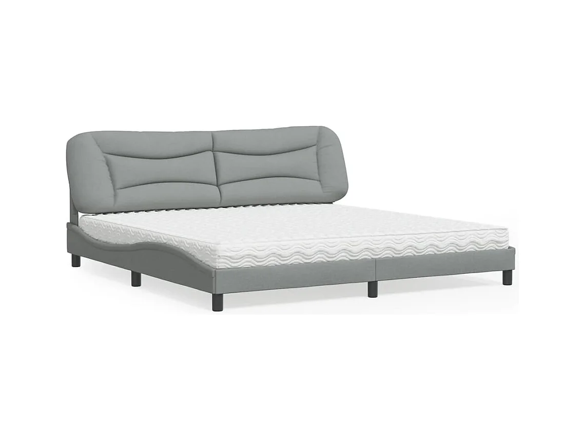 Lit avec matelas gris clair 200x200 cm tissu
