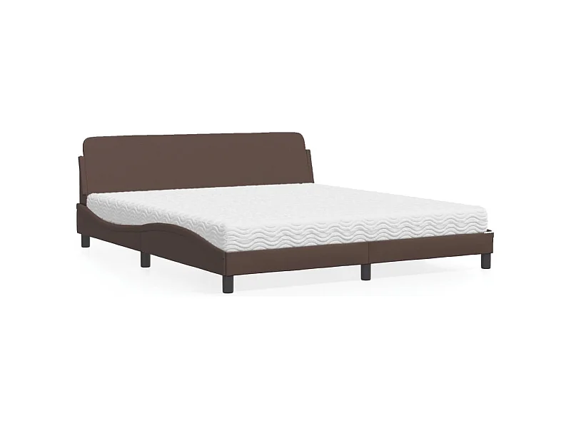 Lit avec matelas marron 180x200 cm similicuir