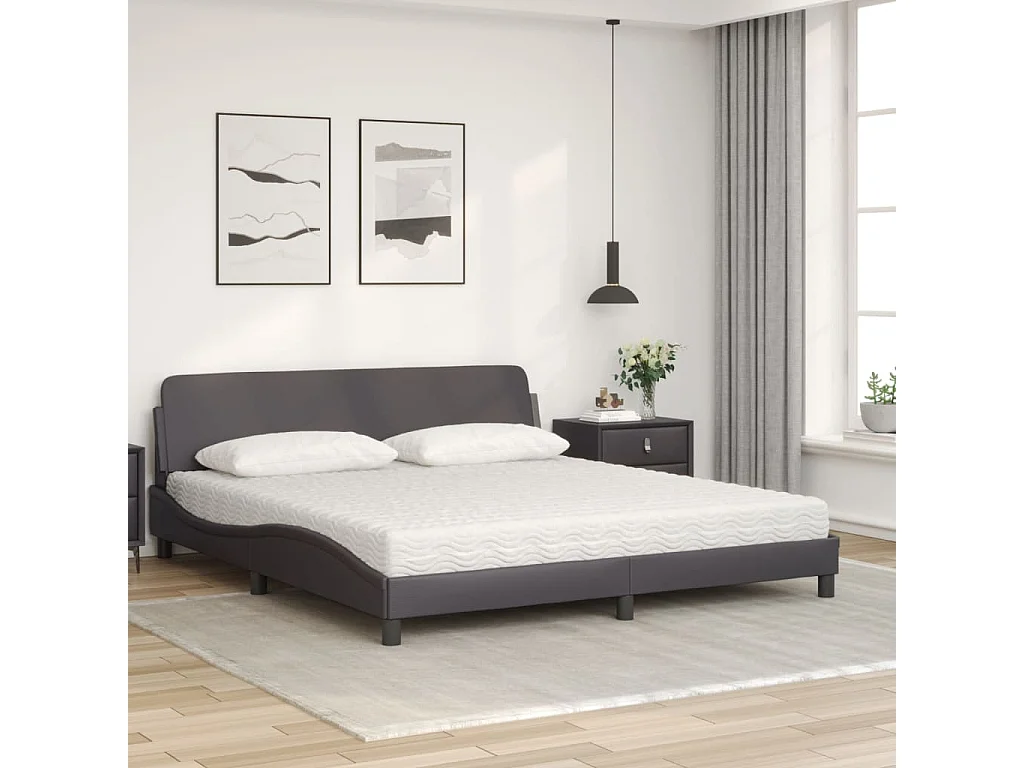 Lit avec matelas marron 180x200 cm similicuir