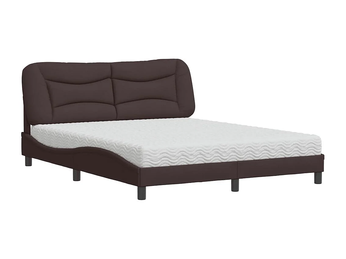 Lit avec matelas marron foncé 160x200 cm tissu