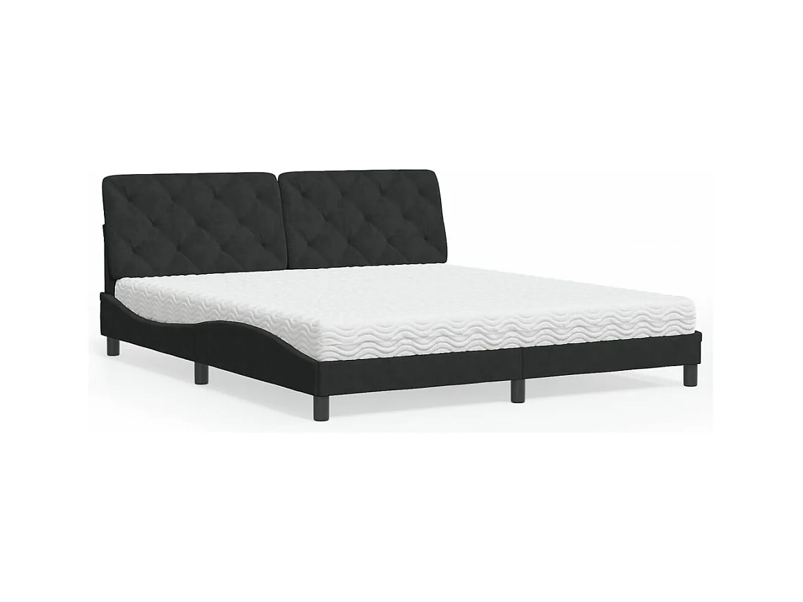 Cama com colchão preto 180x200 cm veludo