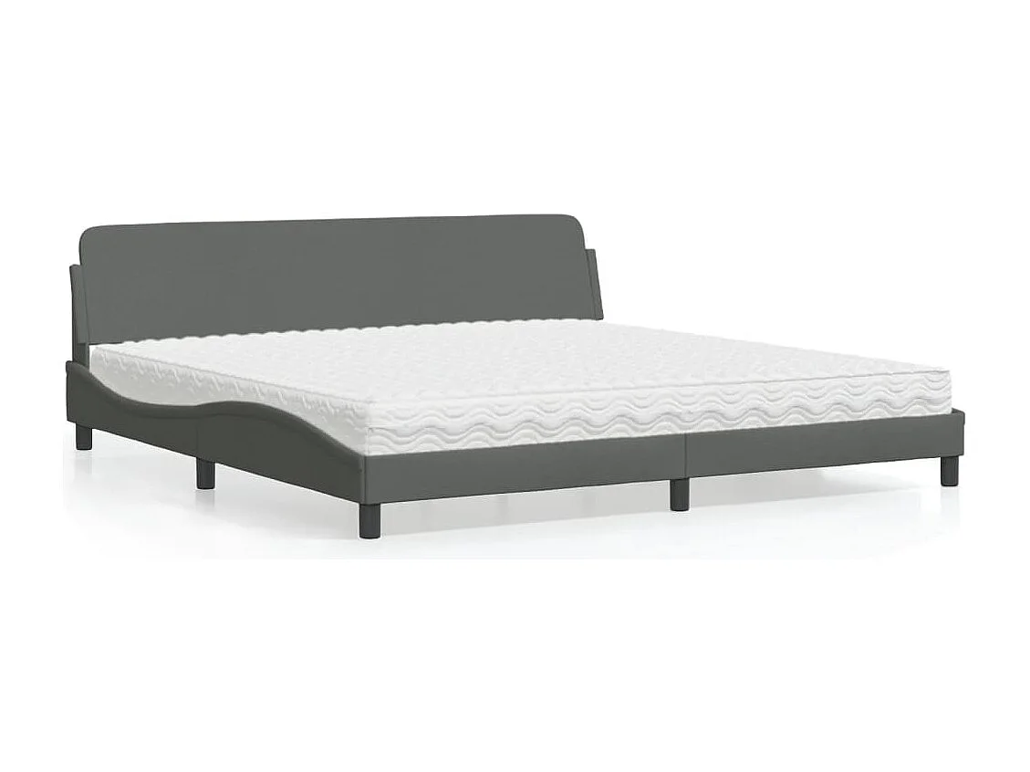Letto con Materasso Grigio Scuro 200x200 cm in Tessuto