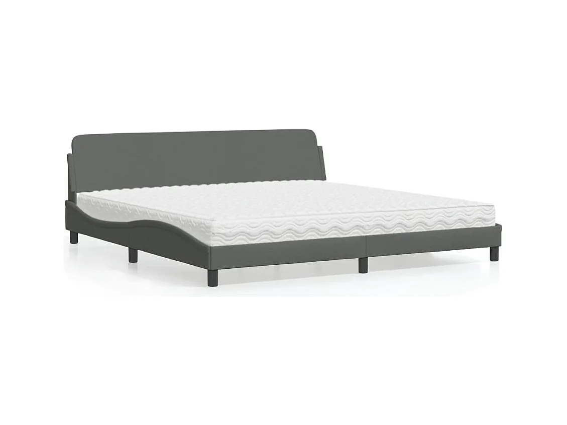 Letto con Materasso Grigio Scuro 200x200 cm in Tessuto