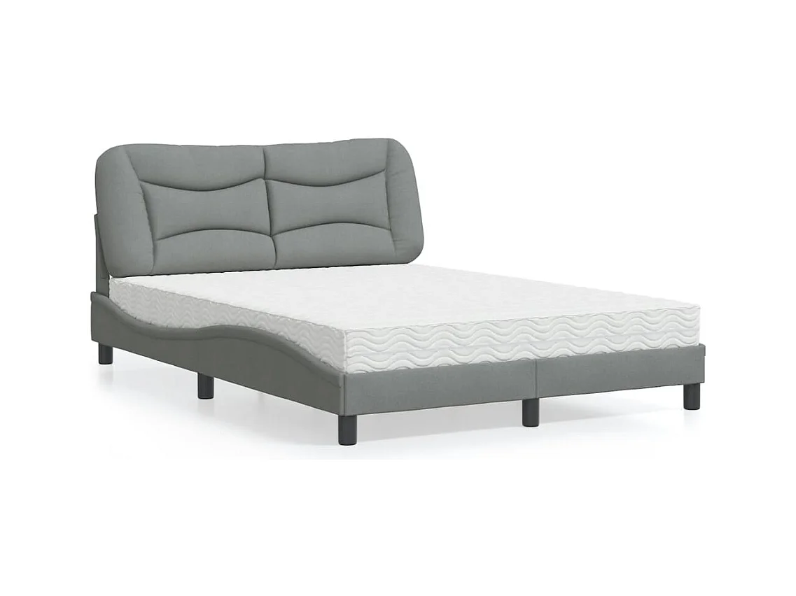 Lit avec matelas gris clair 120x200 cm tissu