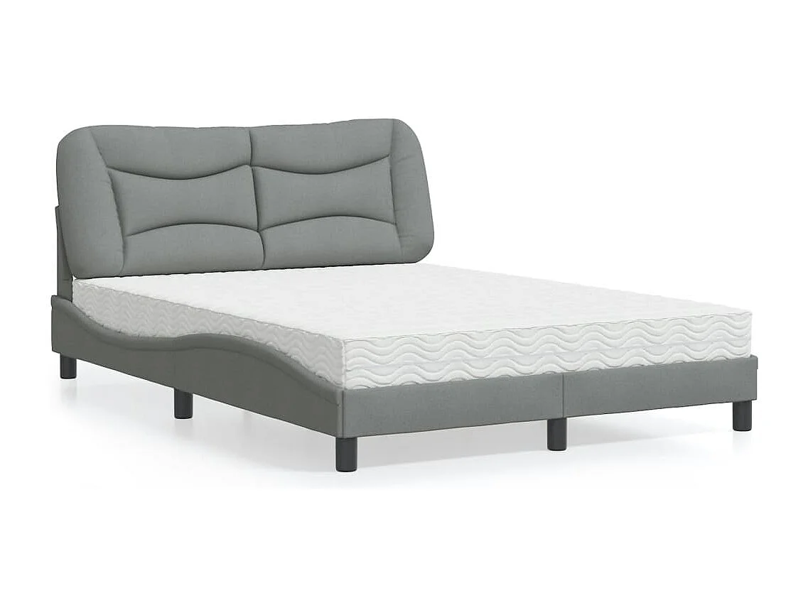 Lit avec matelas gris clair 120x200 cm tissu
