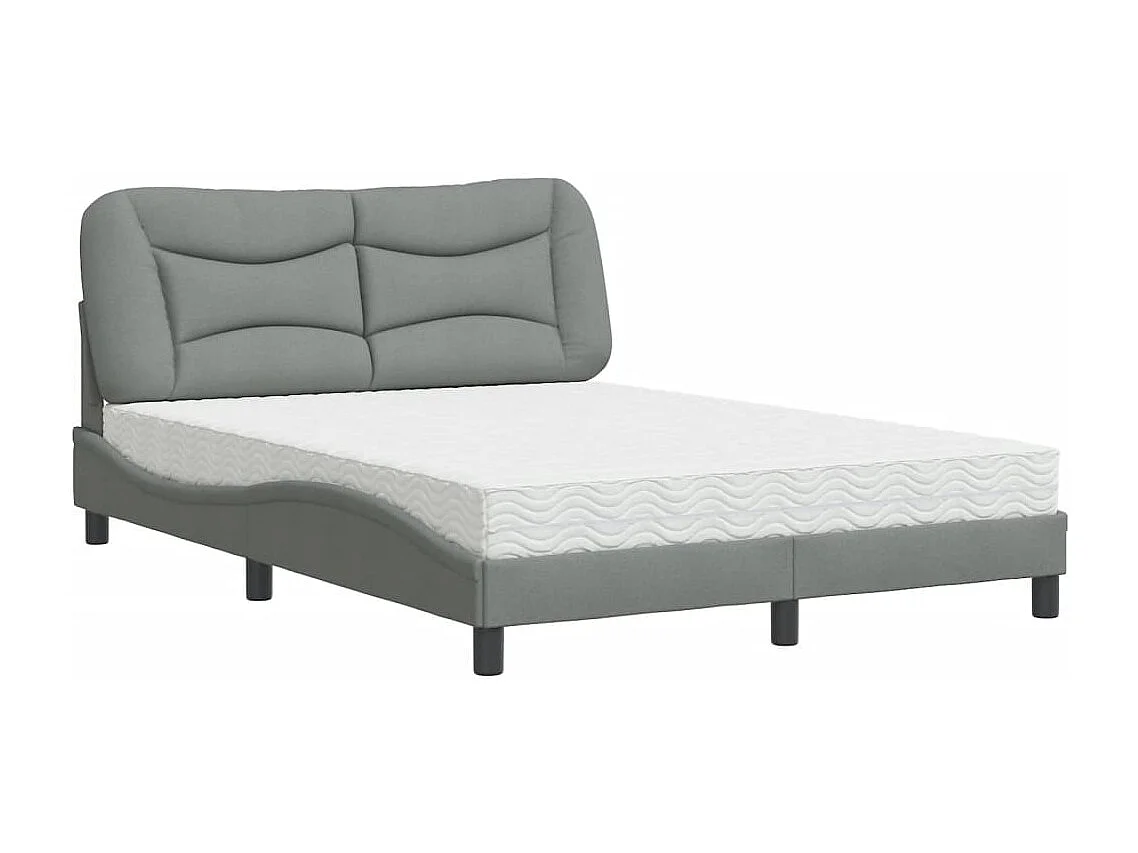 Lit avec matelas gris clair 120x200 cm tissu
