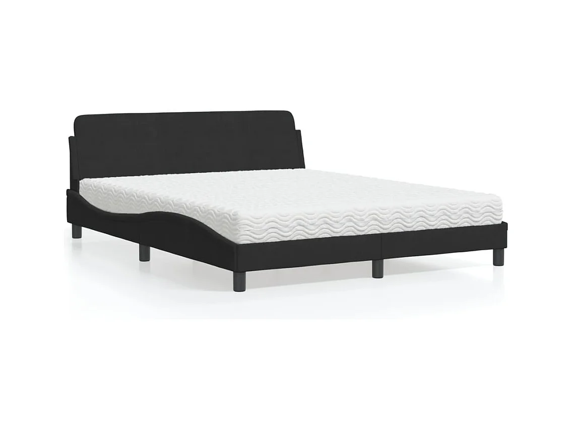 Cama com colchão preto 160x200 cm veludo