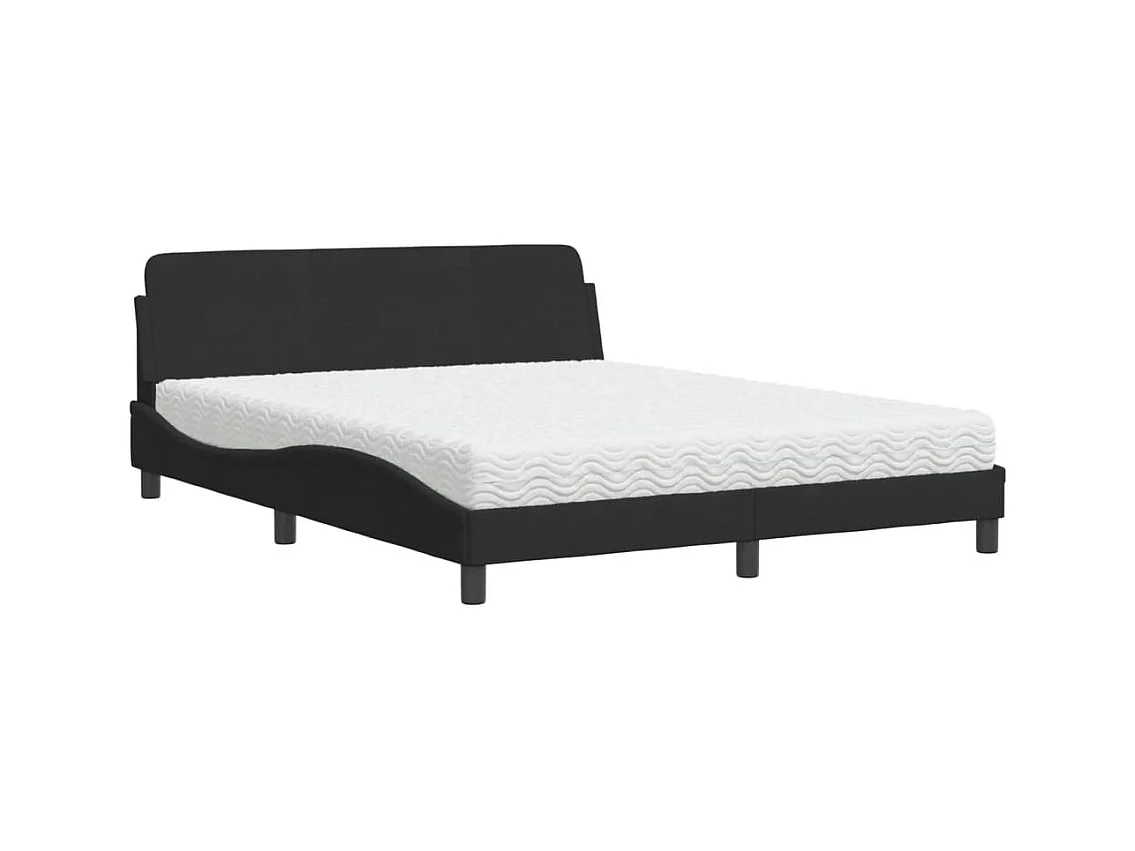 Cama com colchão preto 160x200 cm veludo
