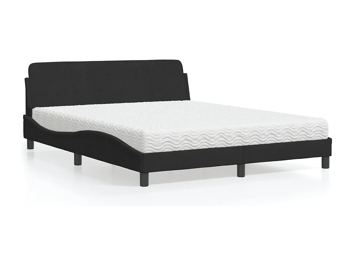 Lit avec matelas noir 160x200 cm velours