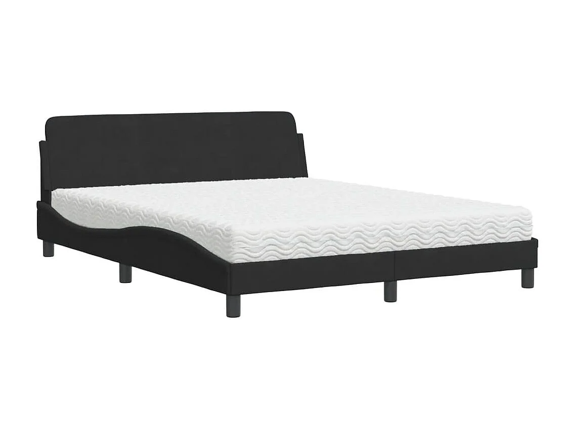 Lit avec matelas noir 160x200 cm velours