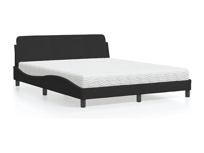 Cama com colchão preto 160x200 cm veludo