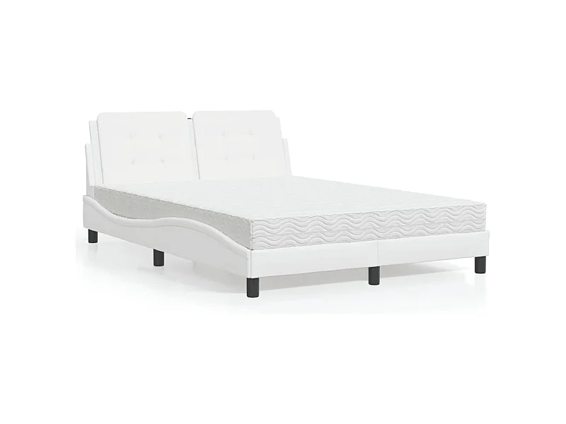Cama com colchão branco 140x200 cm couro sintético