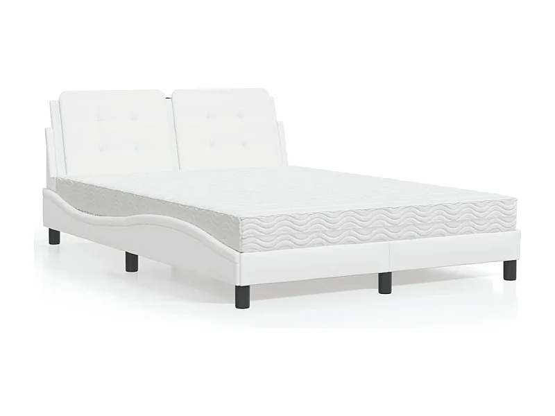 Letto con Materasso Bianco 140x200 cm in Similpelle