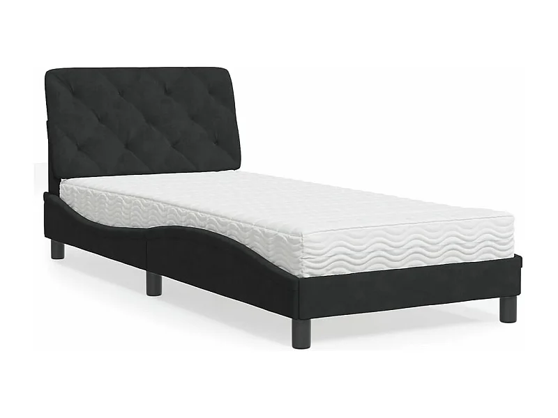 Cama com colchão preto 80x200 cm veludo