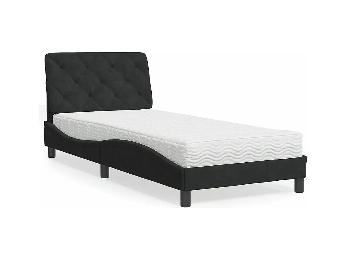 Cama com colchão preto 80x200 cm veludo