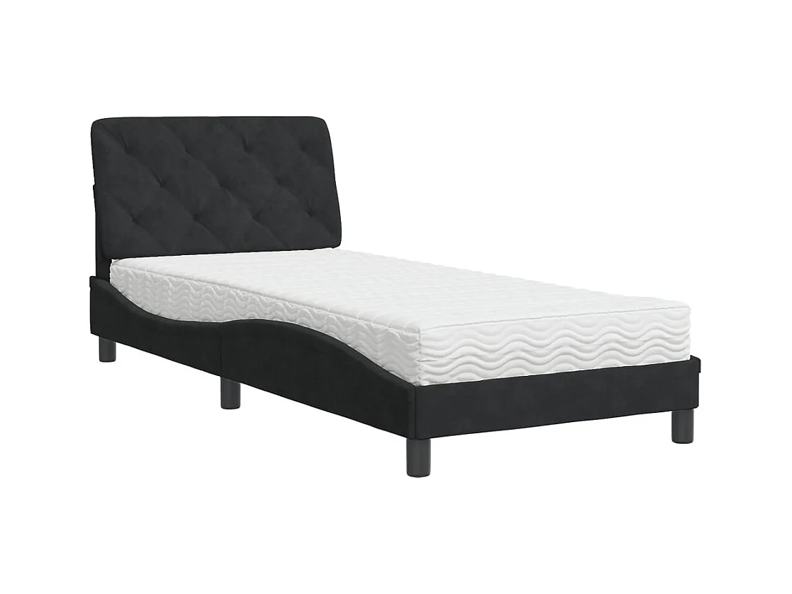 Cama com colchão preto 80x200 cm veludo