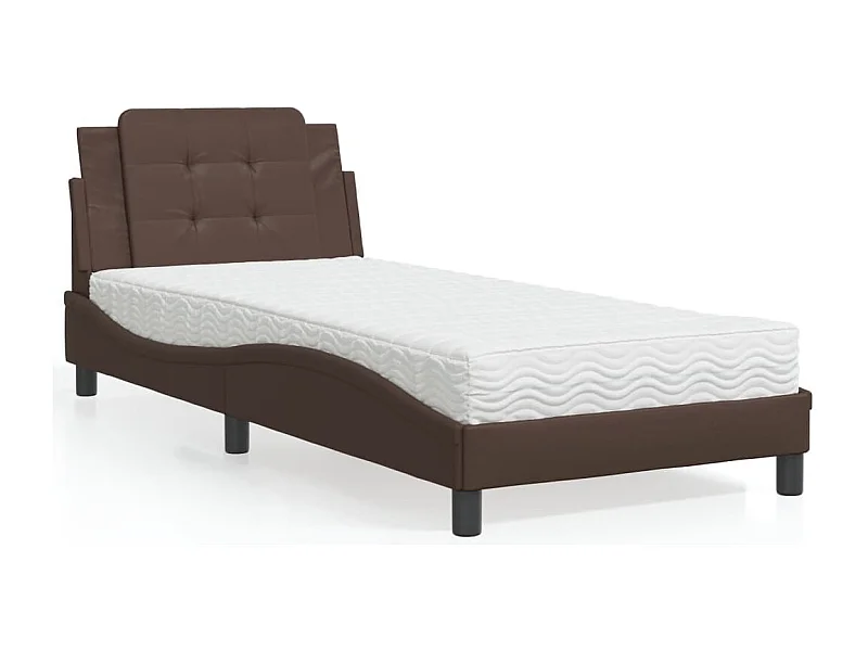 Letto con Materasso Marrone 90x190 cm in Similpelle
