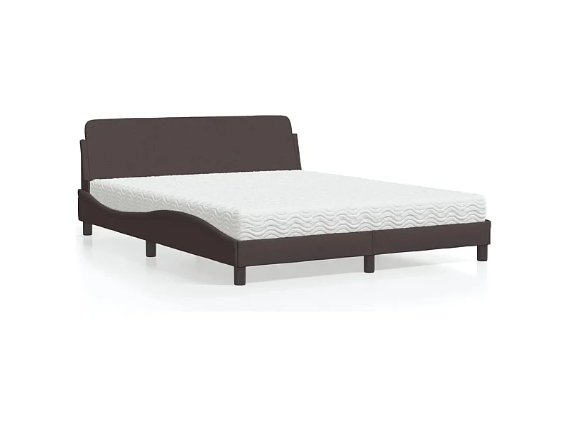 Lit avec matelas marron foncé 160x200 cm tissu