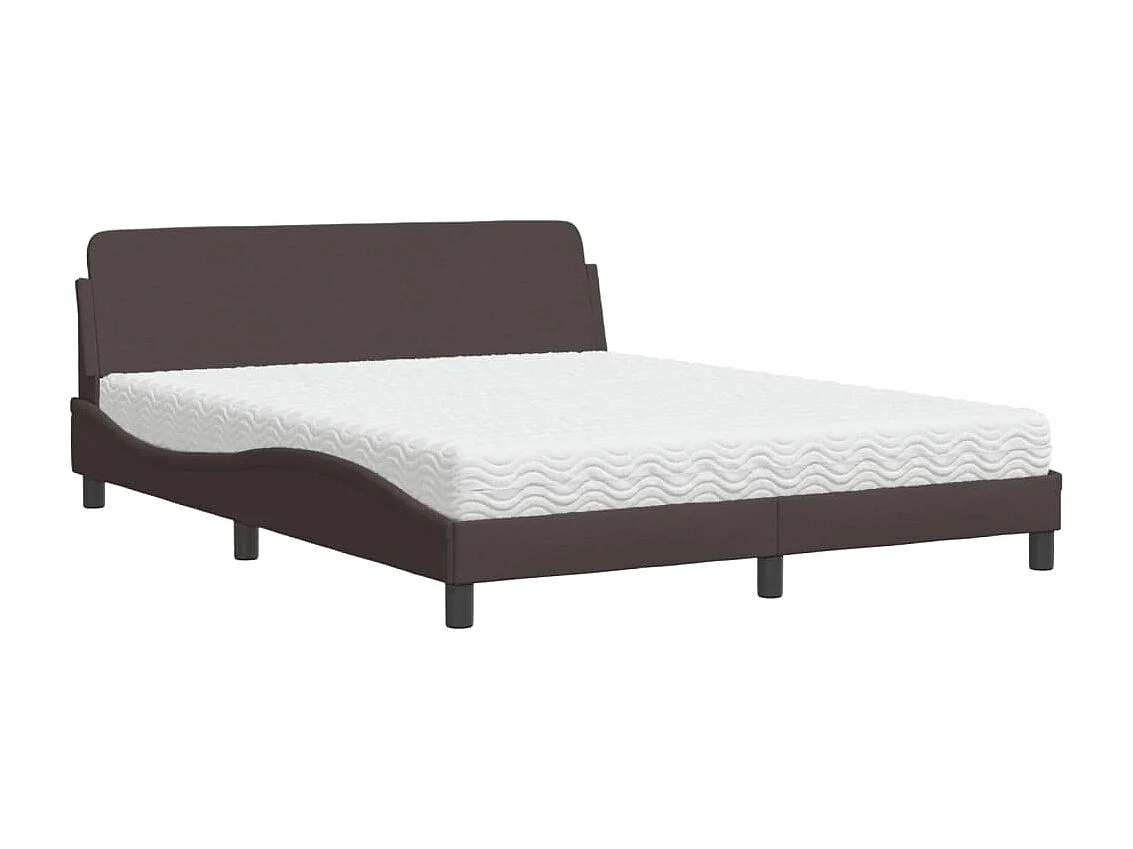 Cama con colchón de tela marrón oscuro 160x200 cm
