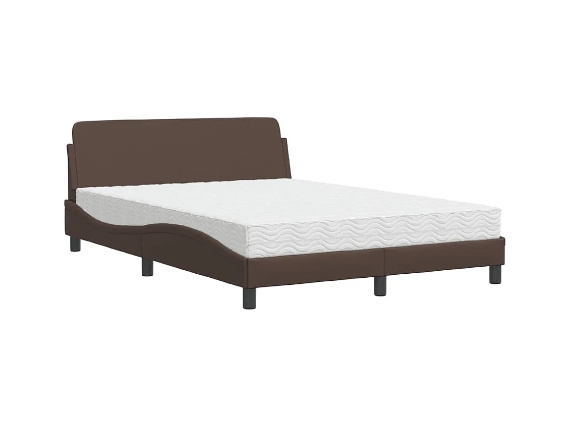 Cama com colchão marrom 140x200 cm couro sintético